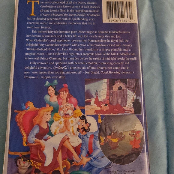 walt disney masterpiece collection cinderella vhs - Picture 2 of 5